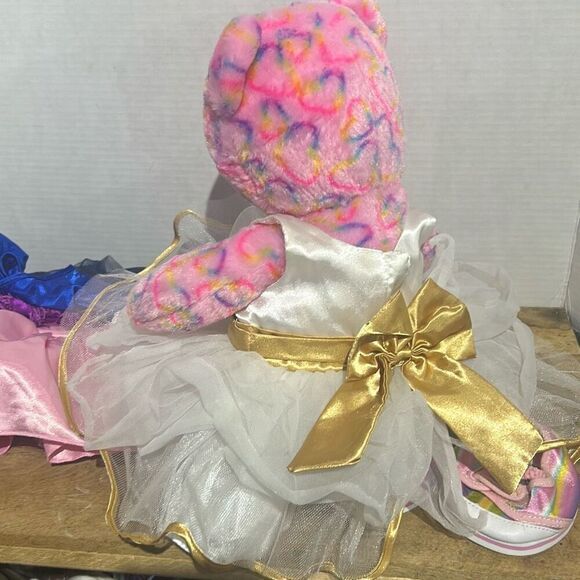 Build a bear‎ rainbow hearts bear with shoes and outfits clothing bundle - Picture 8 of 8